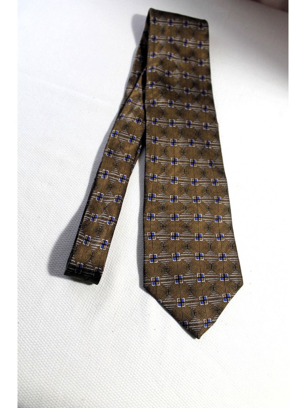 Vintage Versini 4 X 59 Inch Silk Necktie, Bronze & Blue